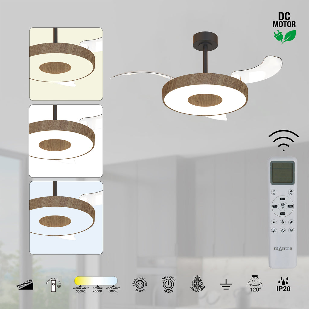 Mantra COIN FAN M PAMETNI LED stropni ventilator 106cm ORAH/CRNA