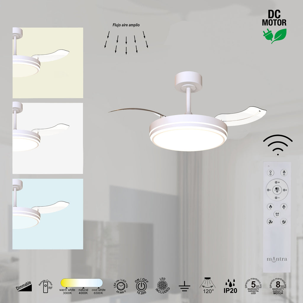 Mantra LUNA S stropni LED ventilator 91cm BIJELI