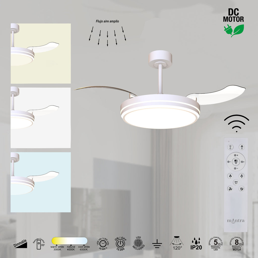 Mantra LUNA M stropni LED ventilator 106cm BIJELI