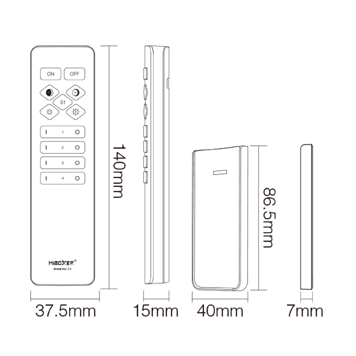 MONO/CCT 4-zonski daljinski upravljač za LED rasvjetu, 2.4G, 30m, CRNI