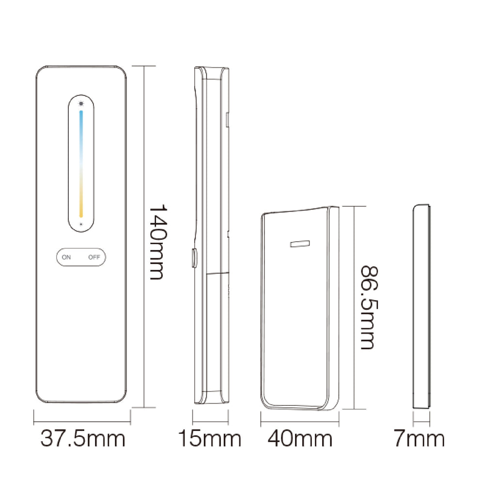 CCT daljinski upravljač za LED rasvjetu, 2.4G, 30m, BIJELI