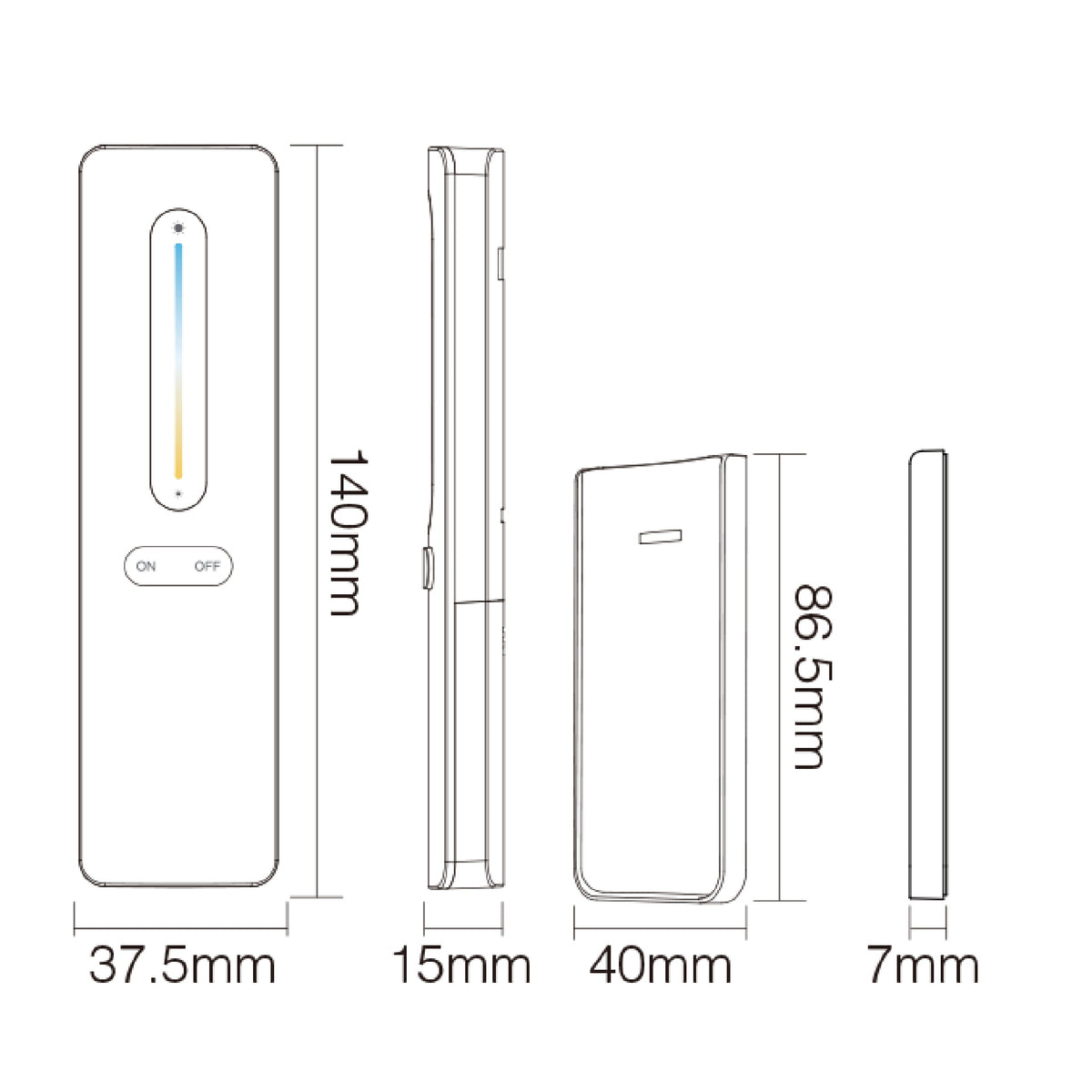 CCT daljinski upravljač za LED rasvjetu, 2.4G, 30m, CRNI