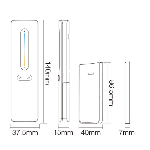 CCT daljinski upravljač za LED rasvjetu, 2.4G, 30m, BIJELI
