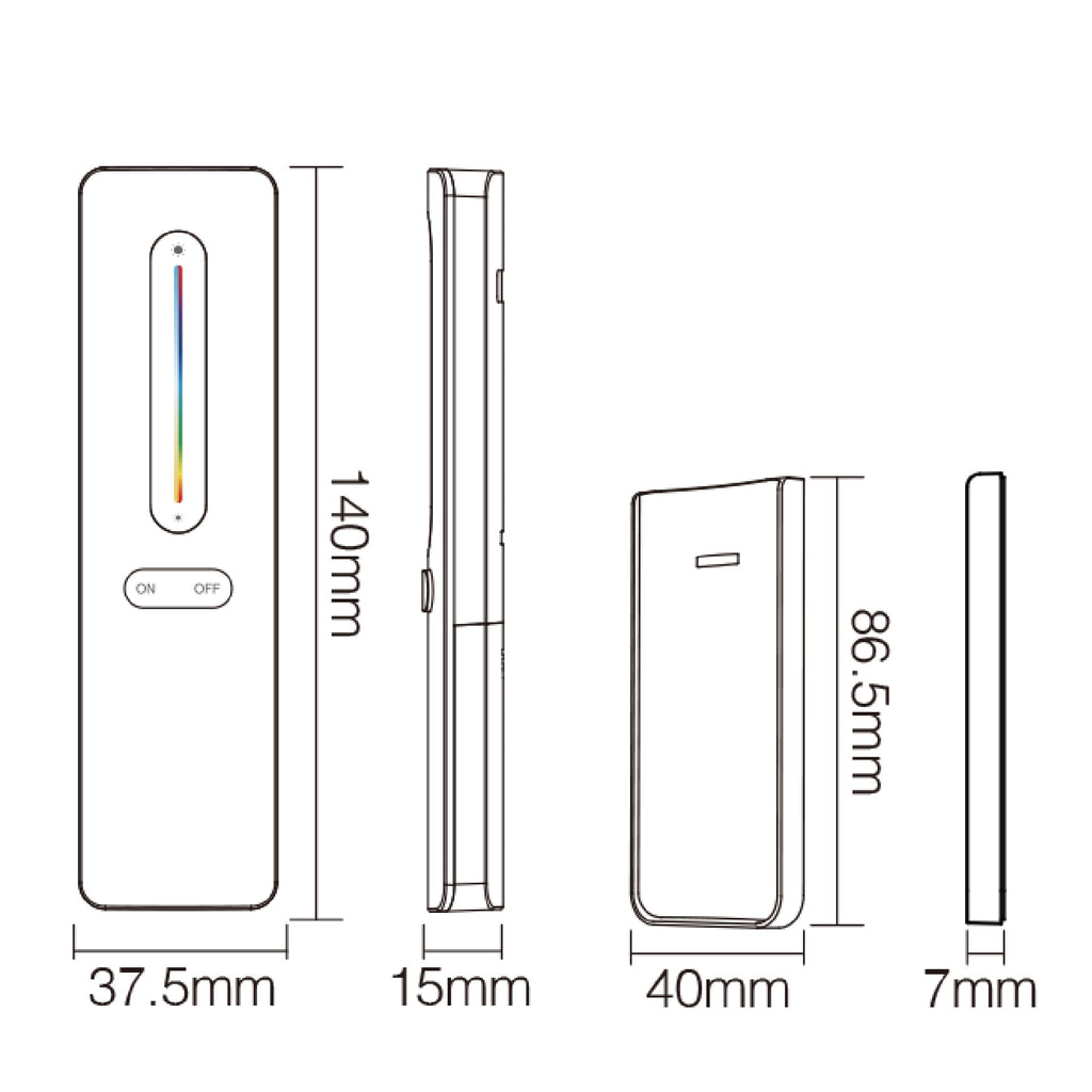 RGB/CCT daljinski upravljač za LED rasvjetu, 2.4G, 30m, CRNI