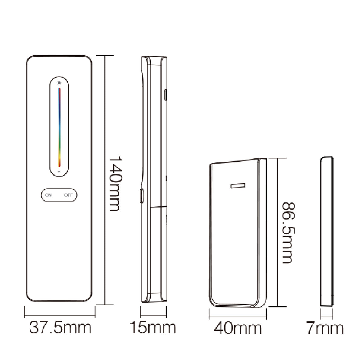 RGB/CCT daljinski upravljač za LED rasvjetu, 2.4G, 30m, CRNI