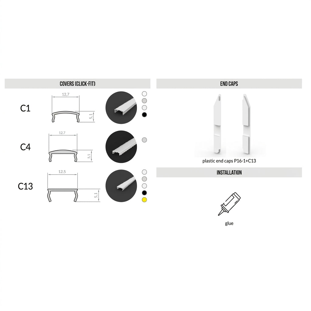 LED profil P16-1, 80×10x2000 mm