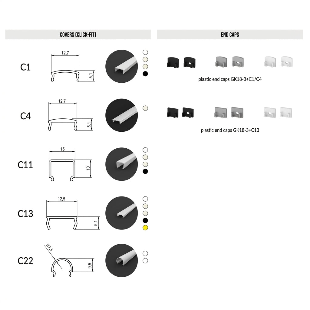 LED profil za gips ploče / knauf GK18-3, 2000 mm