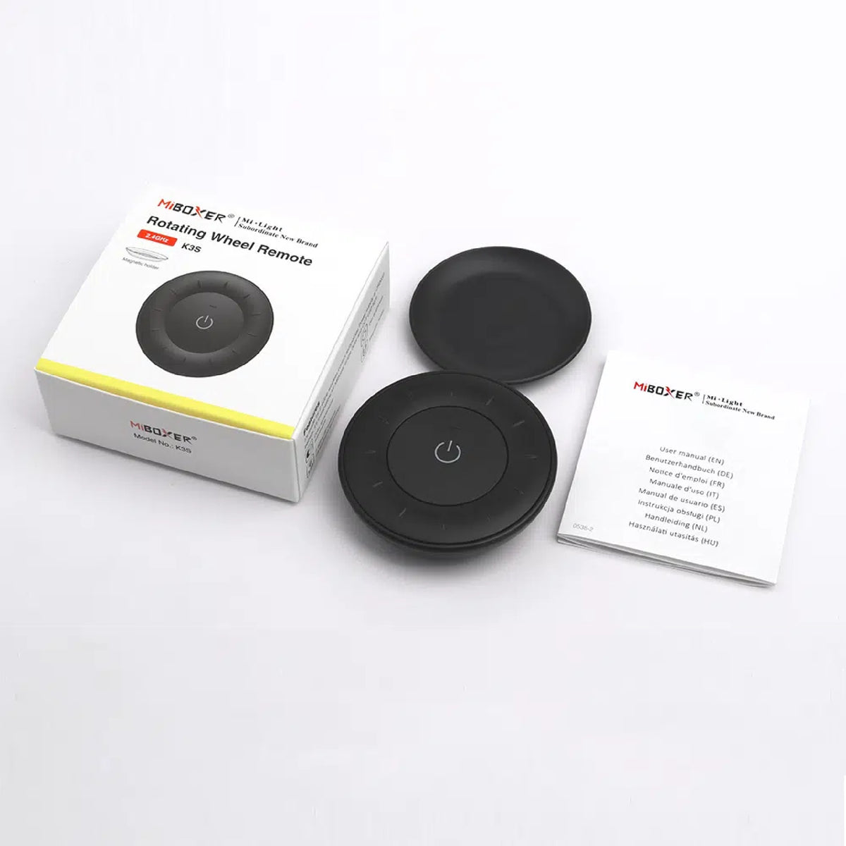 MONO/CCT zidni daljinski upravljač s rotirajućim gumbom za LED rasvjetu, 2.4G, 30m, CRNI