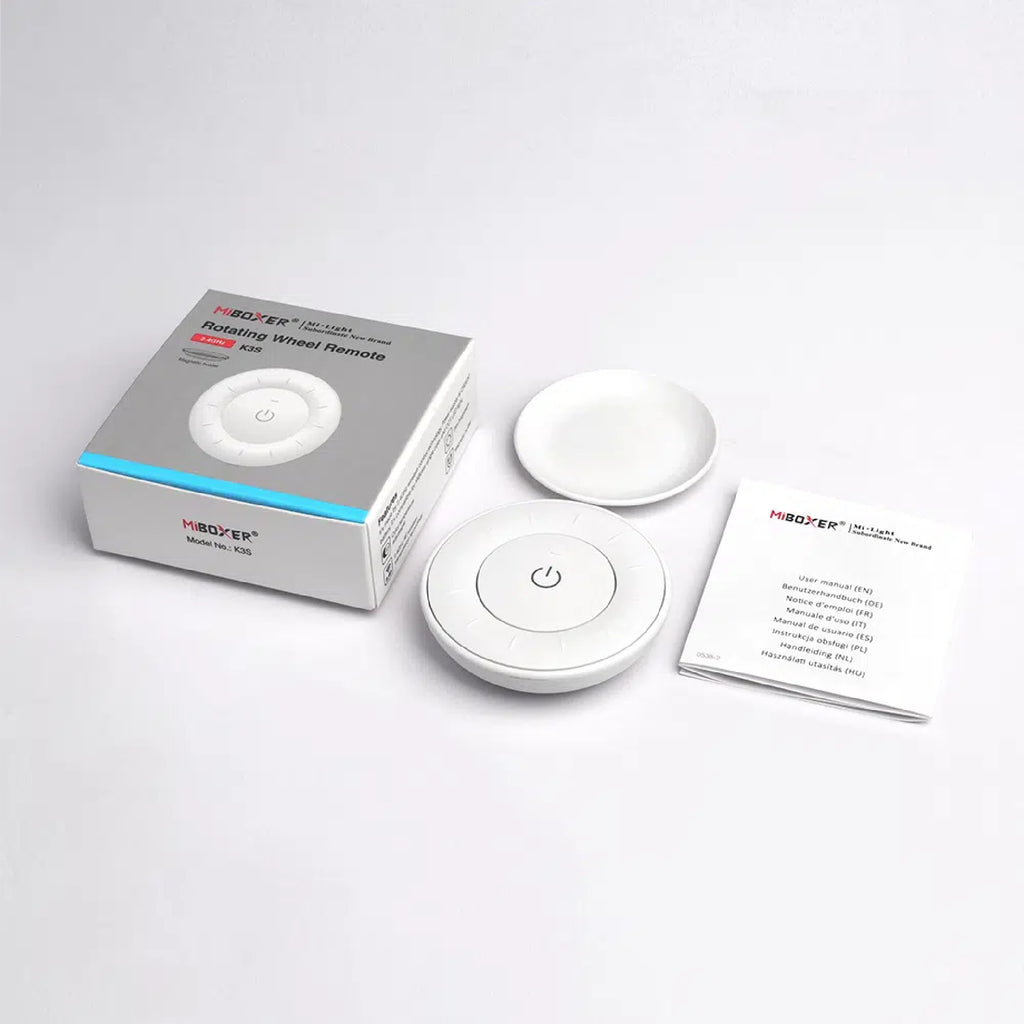 MONO/CCT zidni daljinski upravljač s rotirajućim gumbom za LED rasvjetu, 2.4G, 30m, BIJELI