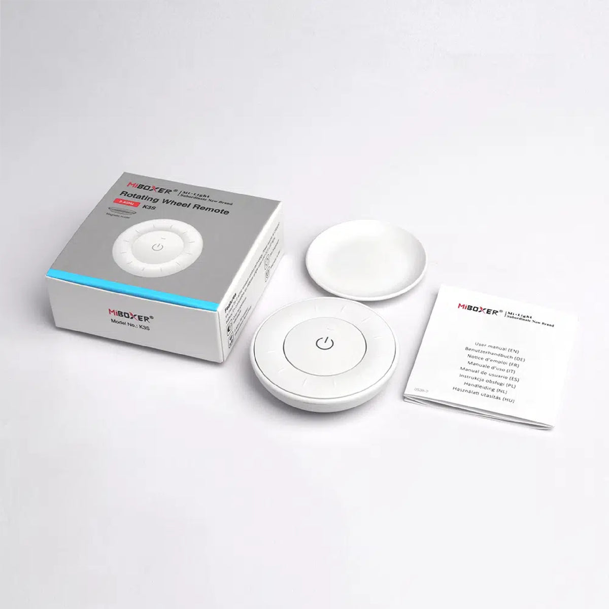 MONO/CCT zidni daljinski upravljač s rotirajućim gumbom za LED rasvjetu, 2.4G, 30m, BIJELI