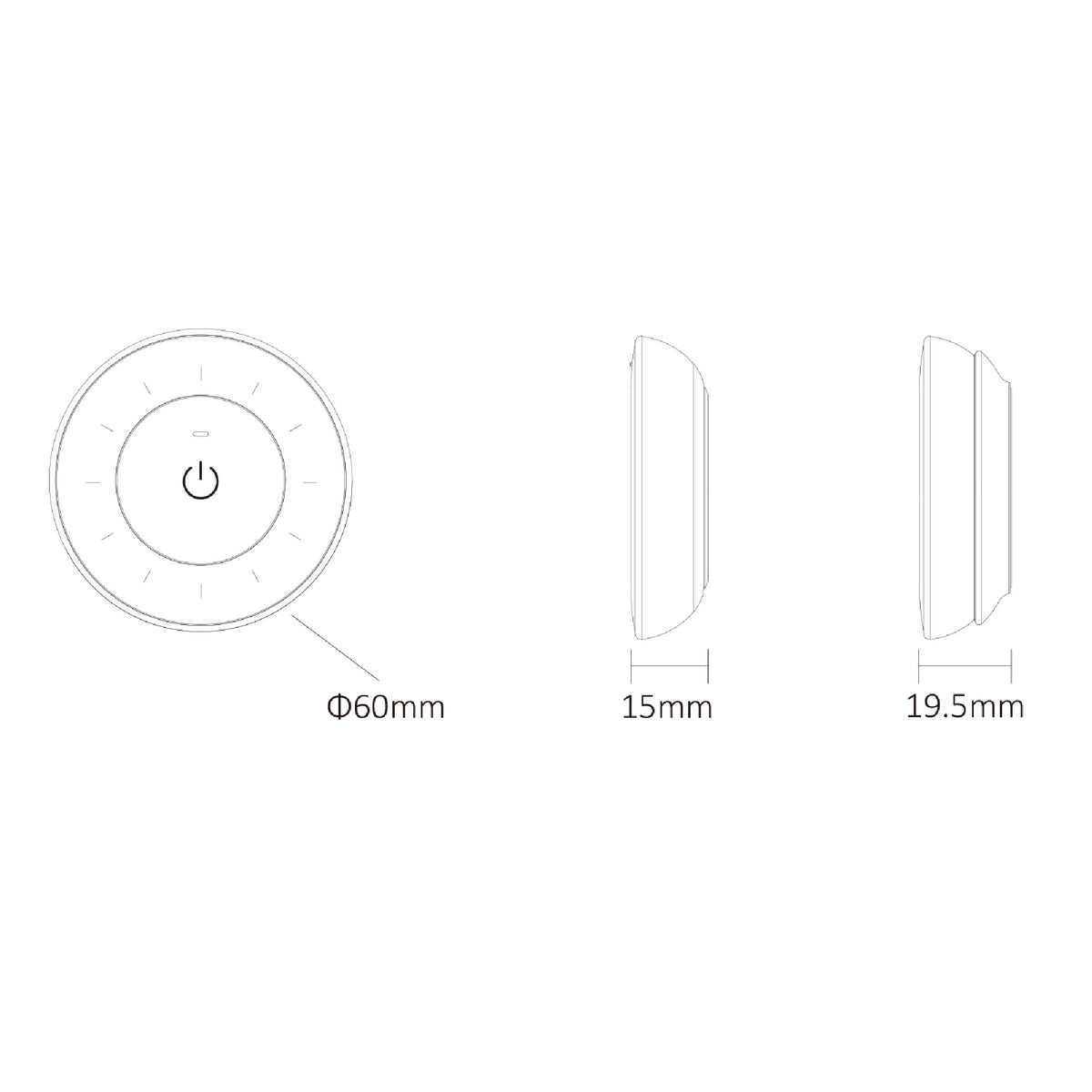 MONO/CCT zidni daljinski upravljač s rotirajućim gumbom za LED rasvjetu, 2.4G, 30m, CRNI