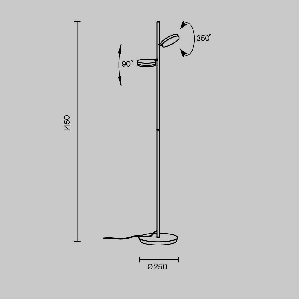 LED dimabilna podna svjetiljka FAD 1450x283x250 12W 3000K CRNA