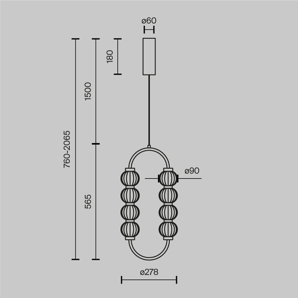 LED viseća svjetiljka Amulet 16W 3000K 565x278mm boja zlata