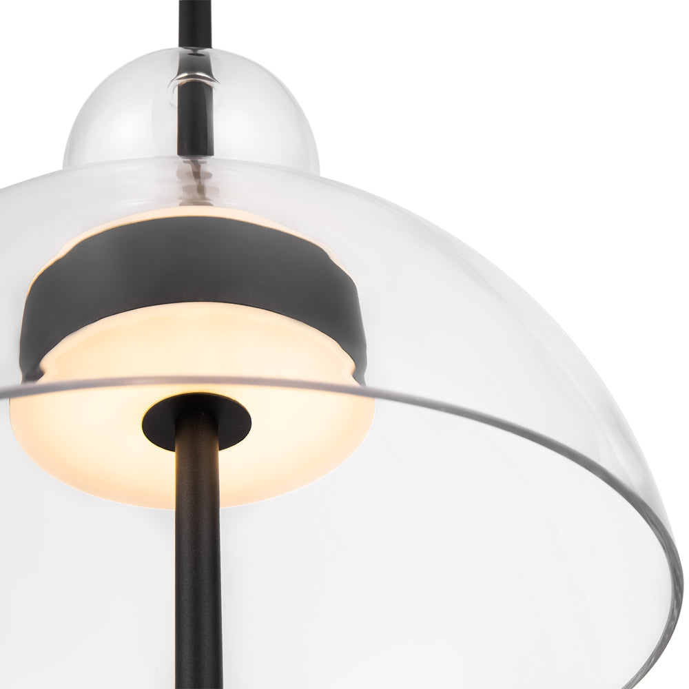LED viseća svjetiljka Bangkok 12W 3000K Ø250mm crna/prozirna