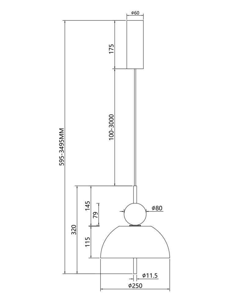 LED viseća svjetiljka Bangkok 12W 3000K Ø250mm crna/prozirna