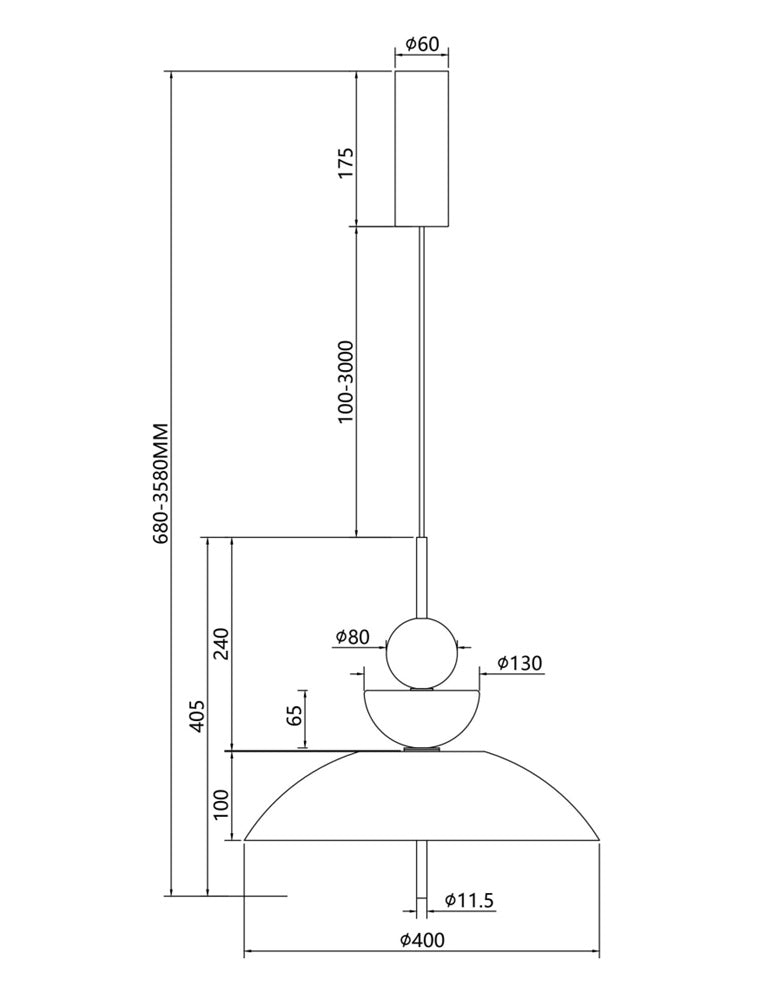 LED viseća svjetiljka Bangkok 12W 3000K Ø400mm crna/konjak
