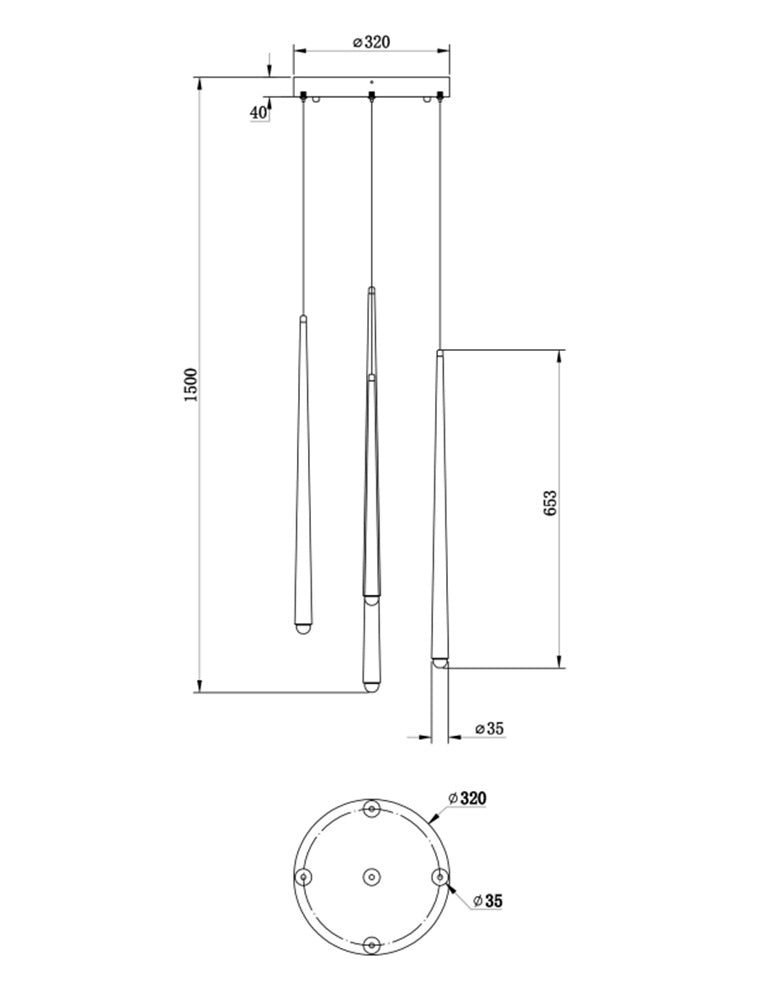 LED viseća svjetiljka Cascade 31W 3000-4000K Ø320mm crna