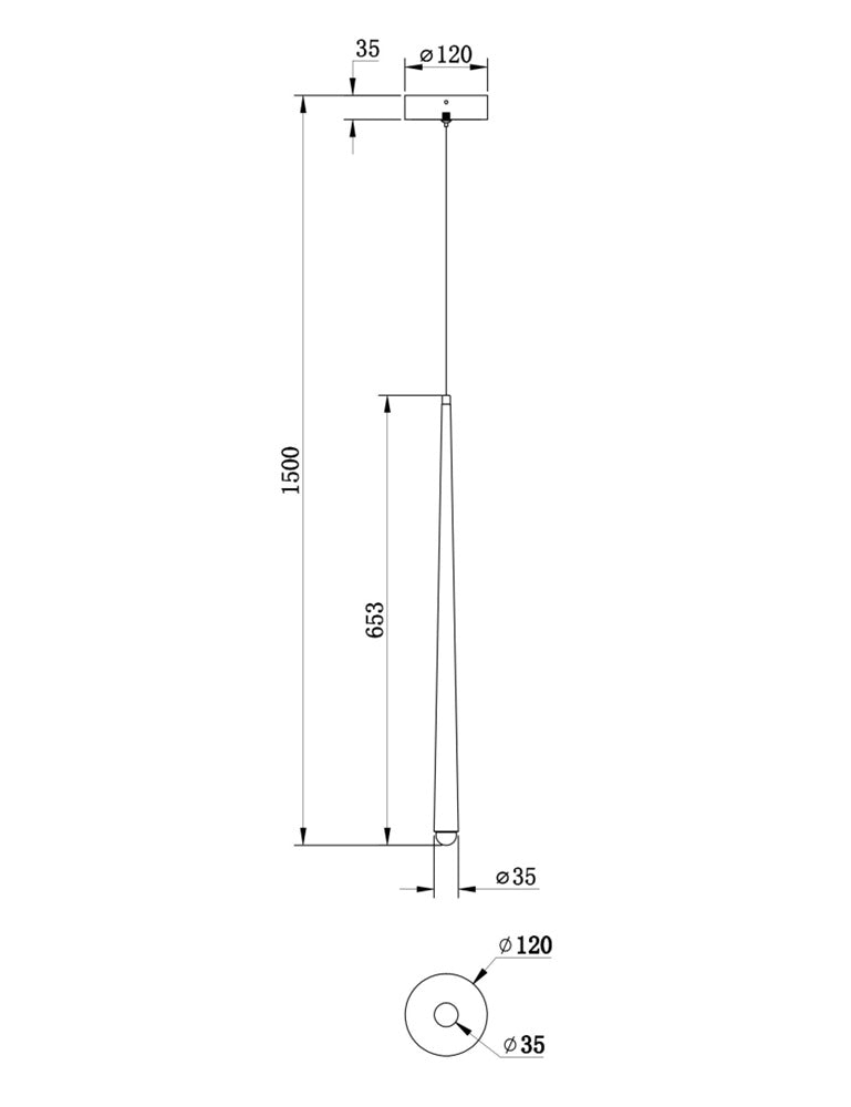 LED viseća svjetiljka Cascade 6W 2600-3500K Ø35x653mm mesing