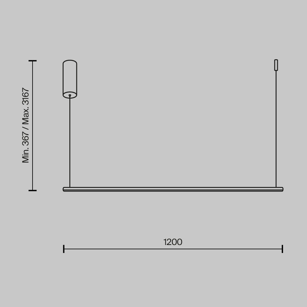 LED viseća svjetiljka Halo 16W 2600-3500K 1200mm crna