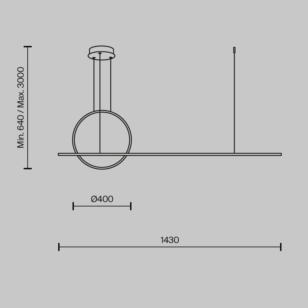 LED viseća svjetiljka Halo 40W 2600-3500K 1430mm crna