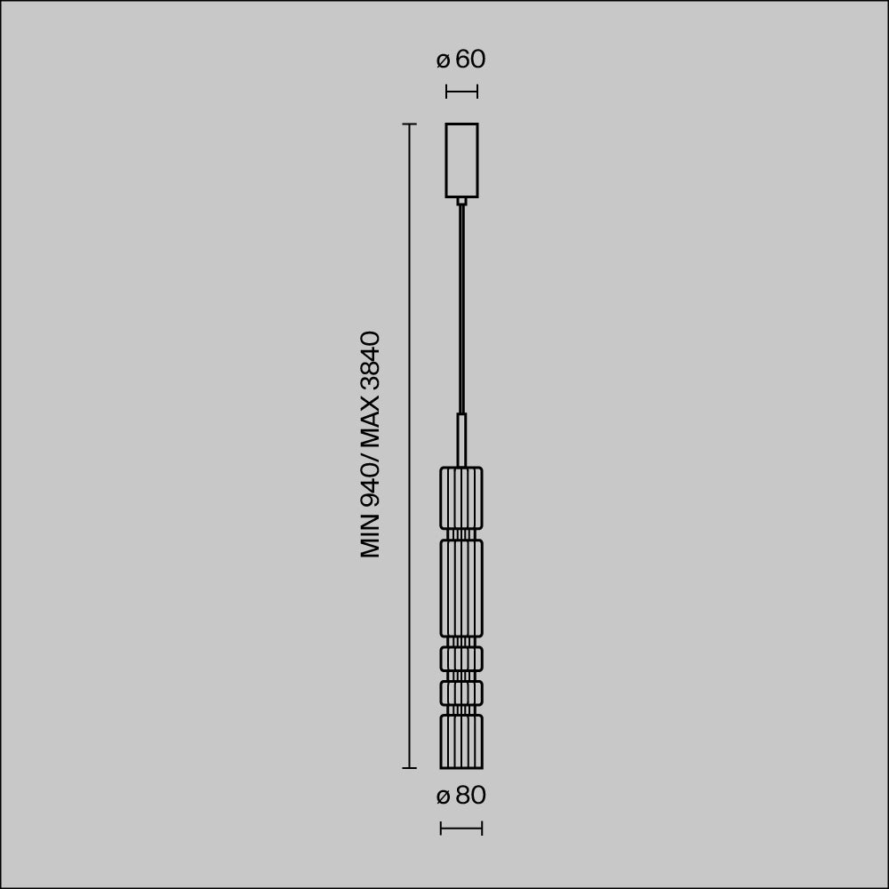 LED viseća svjetiljka Ordo 8W 3000K 580x80mm krom