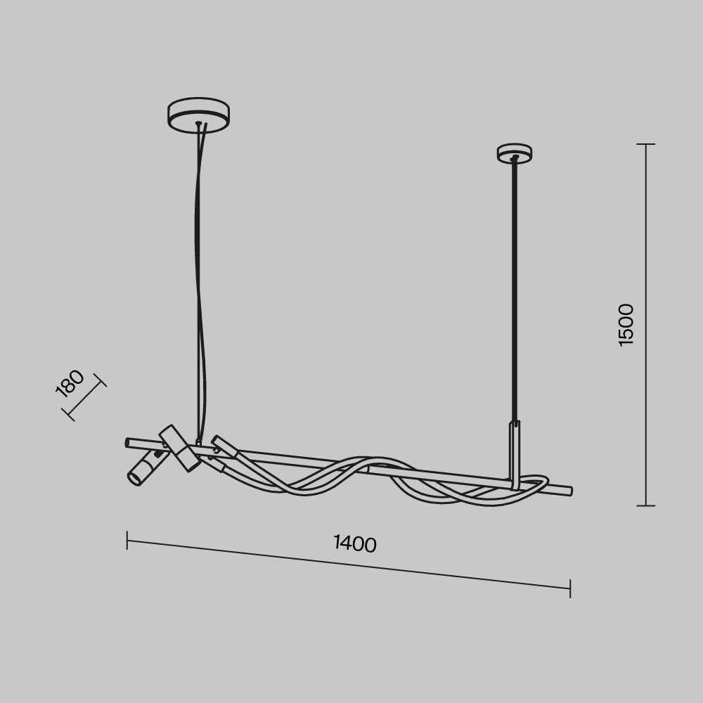 LED viseća svjetiljka TAU 1400 mm 42W 3000K crna/zlatna