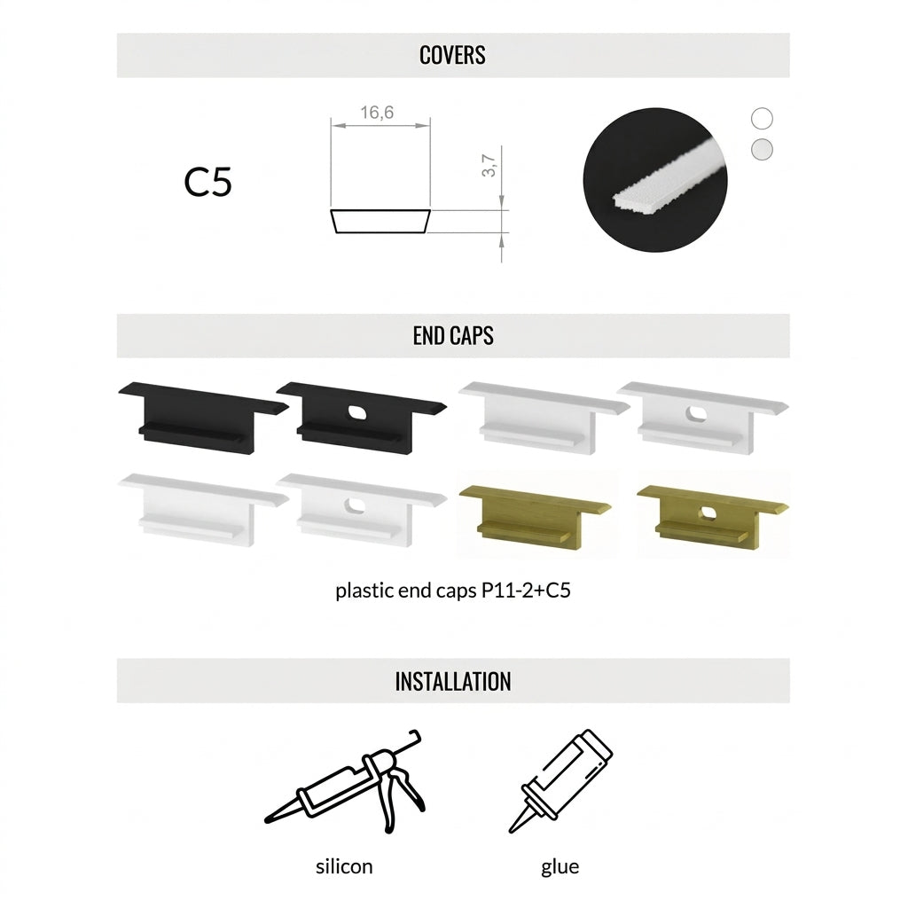 LED profil P11-2 HERMETIC, IP67, 2000 mm
