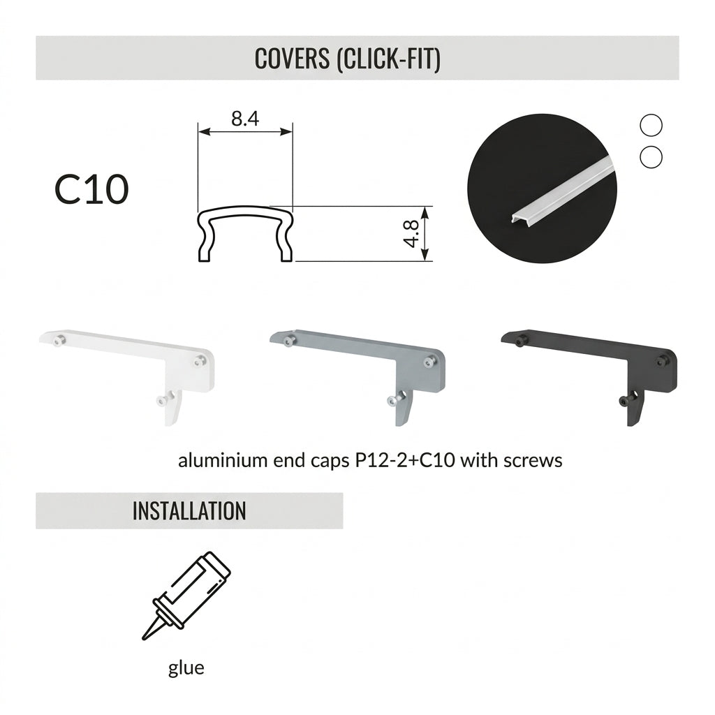 LED profil za stubišta P12-2, 54×24x2000 mm