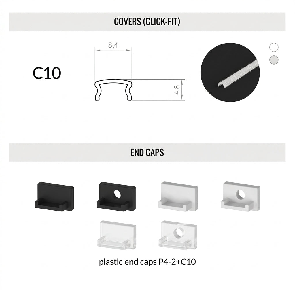 LED profil P4-2 MICRO Line, 11×7x2000 mm