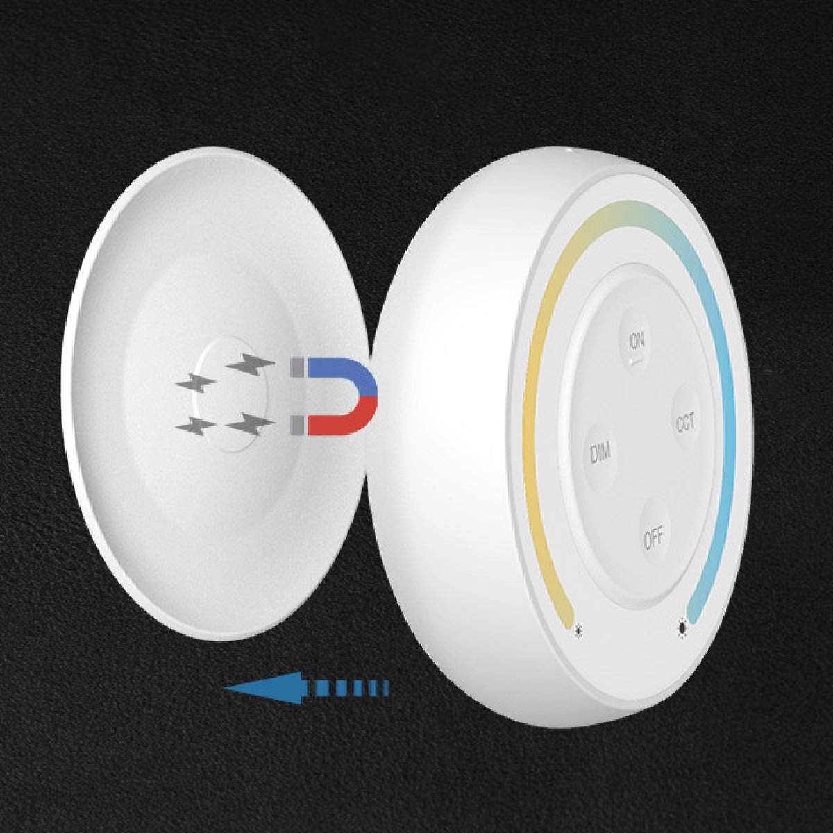 CCT okrugli zidni panel na dodir, daljinski upravljač za LED rasvjetu, 2.4G, 30m, BIJELI