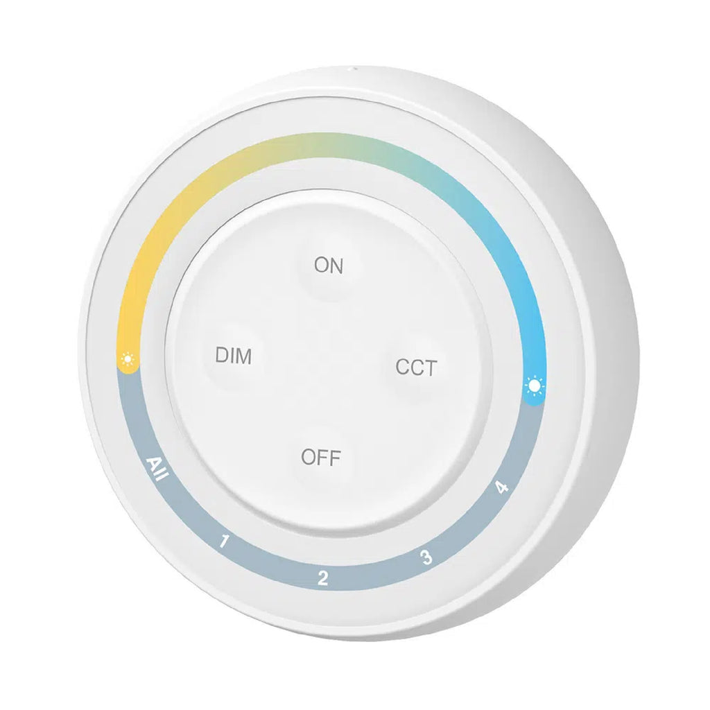 CCT 4-zonski okrugli zidni panel na dodir, daljinski upravljač za LED rasvjetu, 2.4G, 30m, BIJELI