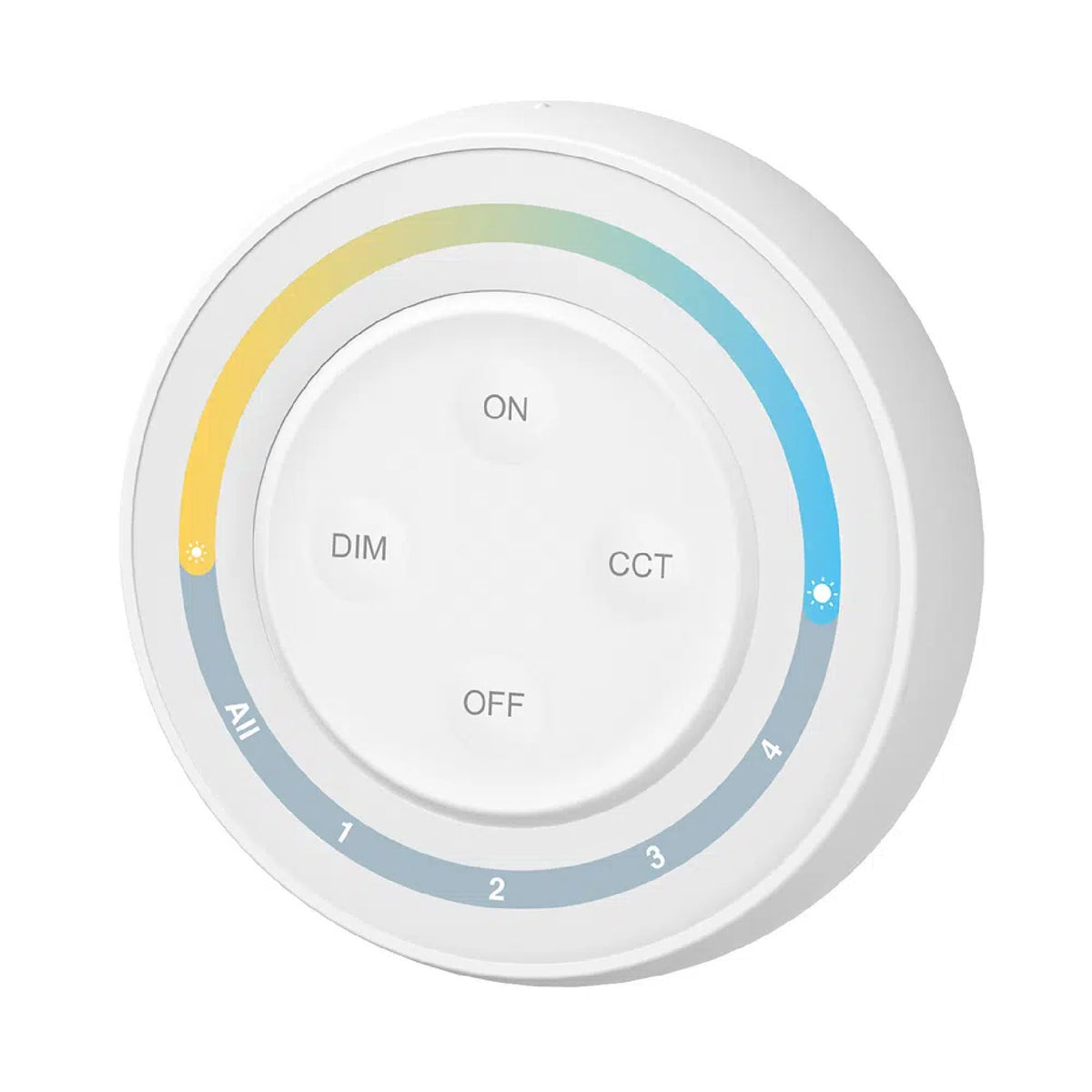 CCT 4-zonski okrugli zidni panel na dodir, daljinski upravljač za LED rasvjetu, 2.4G, 30m, BIJELI