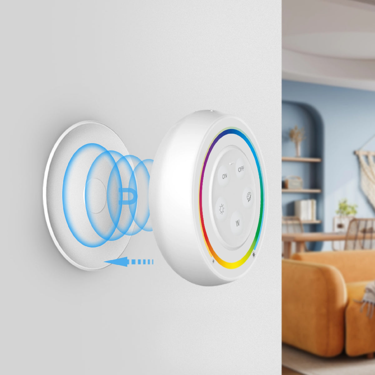 RGB/CCT okrugli zidni panel na dodir, daljinski upravljač za LED rasvjetu, 2.4G, 30m, BIJELI