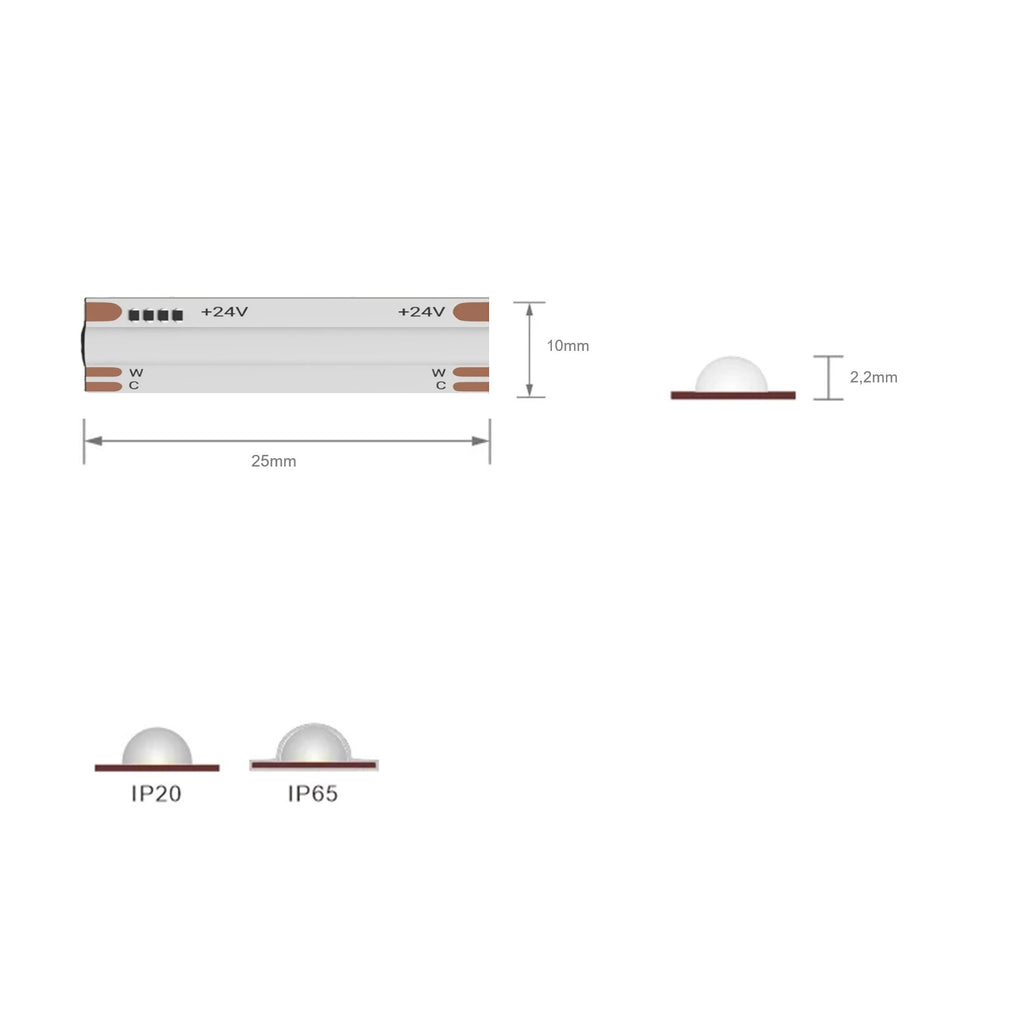 SOB LED traka CCT, 24V, 280LED/m, 9+9W/m, IP20, 1m