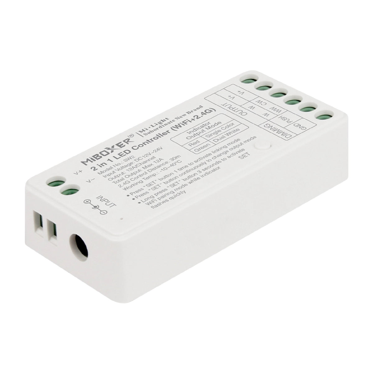 MONO/CCT LED prijamnik i kontroler 2-u-1, 2.4GHz/WiFi, 12V-24V, 12A