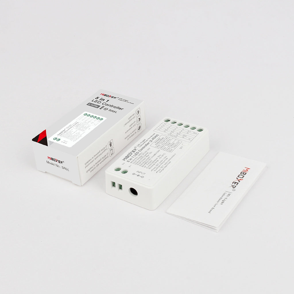 MONO/CCT/RGBW LED prijamnik i kontroler 5-u-1, 2.4GHz, 12V-24V, 12A