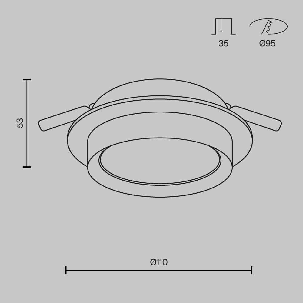 Moderna ugradna svjetiljka MAYTONI Hoop, 1xGX53, Ø110 mm CRNA