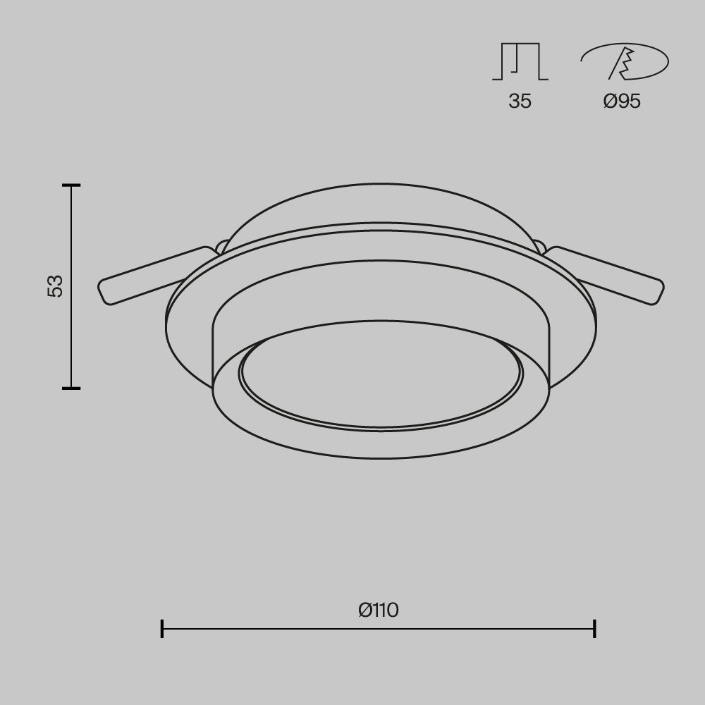 Moderna ugradna svjetiljka MAYTONI Hoop, 1xGX53, Ø110 mm BIJELA
