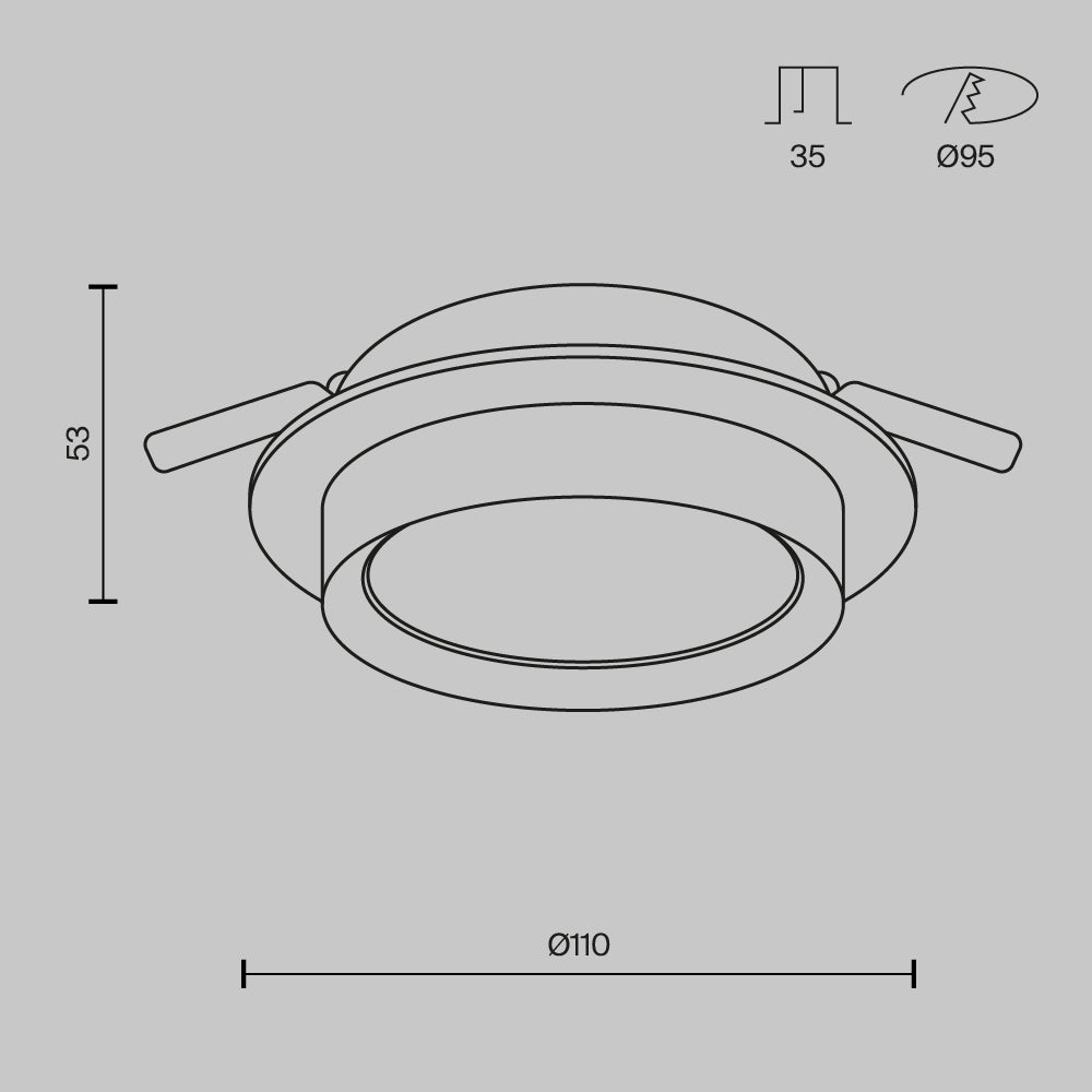 Moderna ugradna svjetiljka MAYTONI Hoop, 1xGX53, Ø110 mm CRNA/ZLATNA