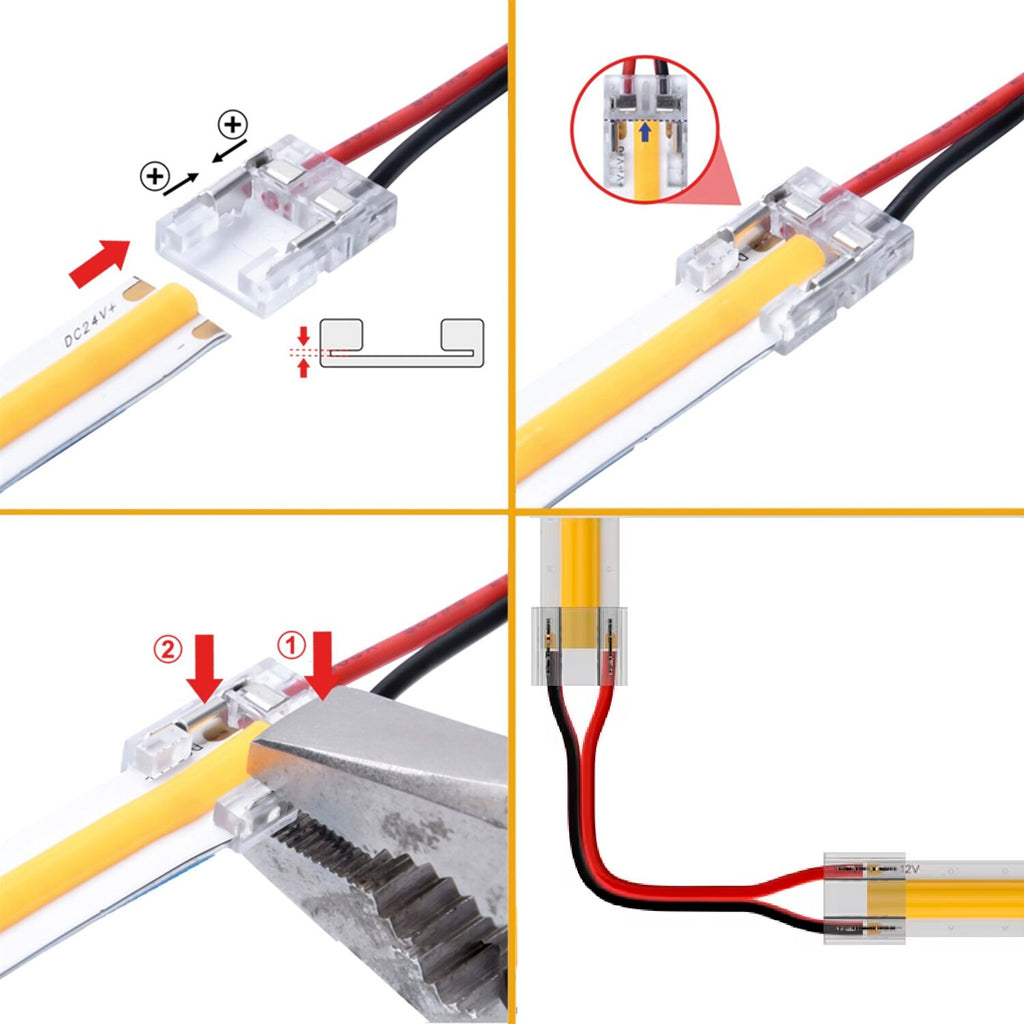 Transparentni dvostrani konektor s kabelom 3-pin za CCT/Mono LED SMD/COB trake 10mm