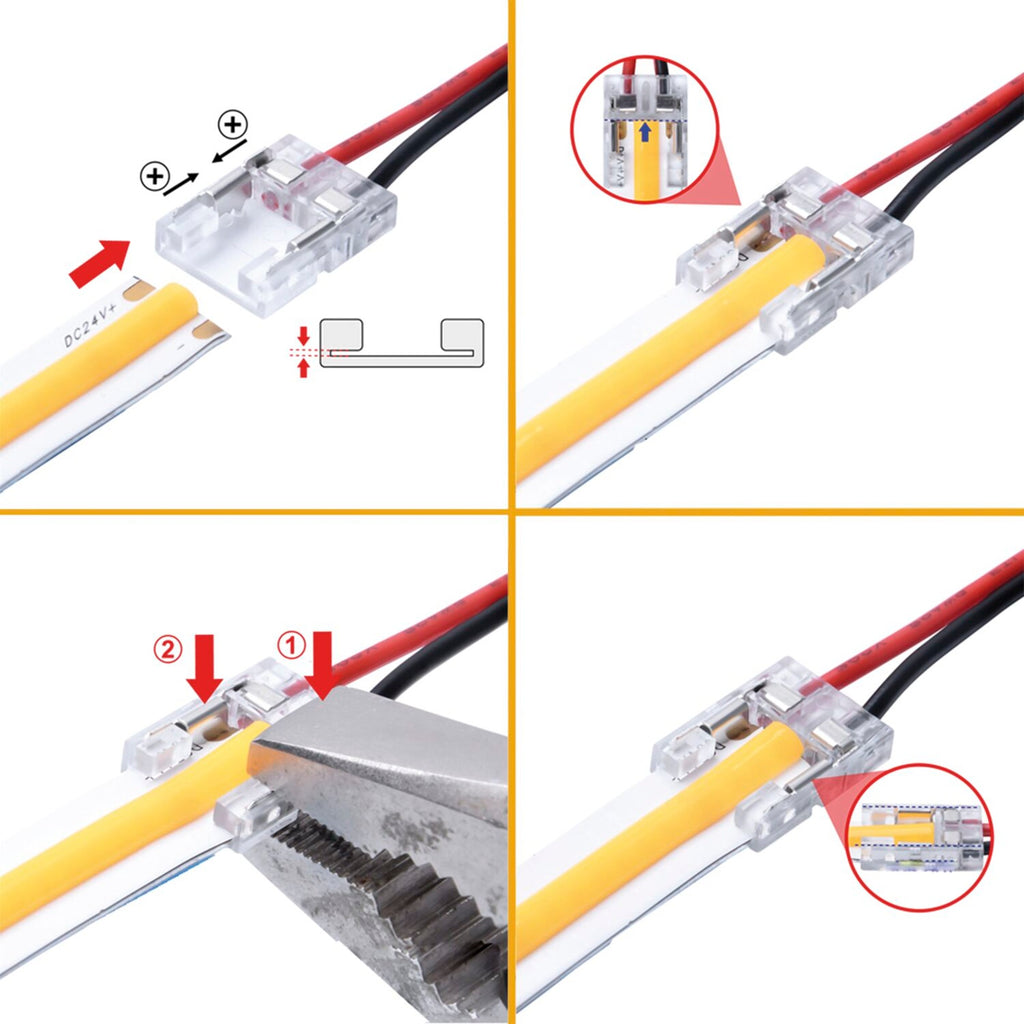 Transparentni konektor s kabelom 3-pin za CCT/Mono LED SMD/COB trake 10mm