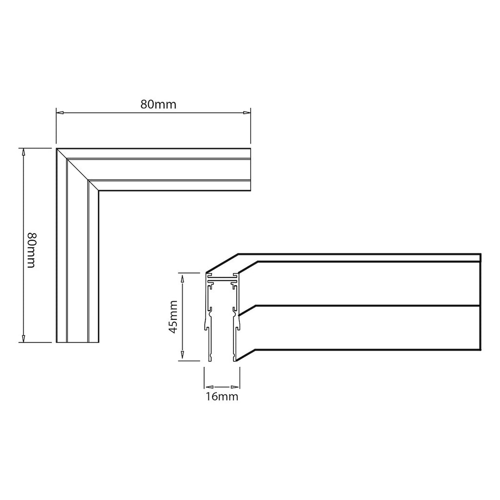 Kut za Magnetni sustav MEDIUM 10 mm širine, CRNI