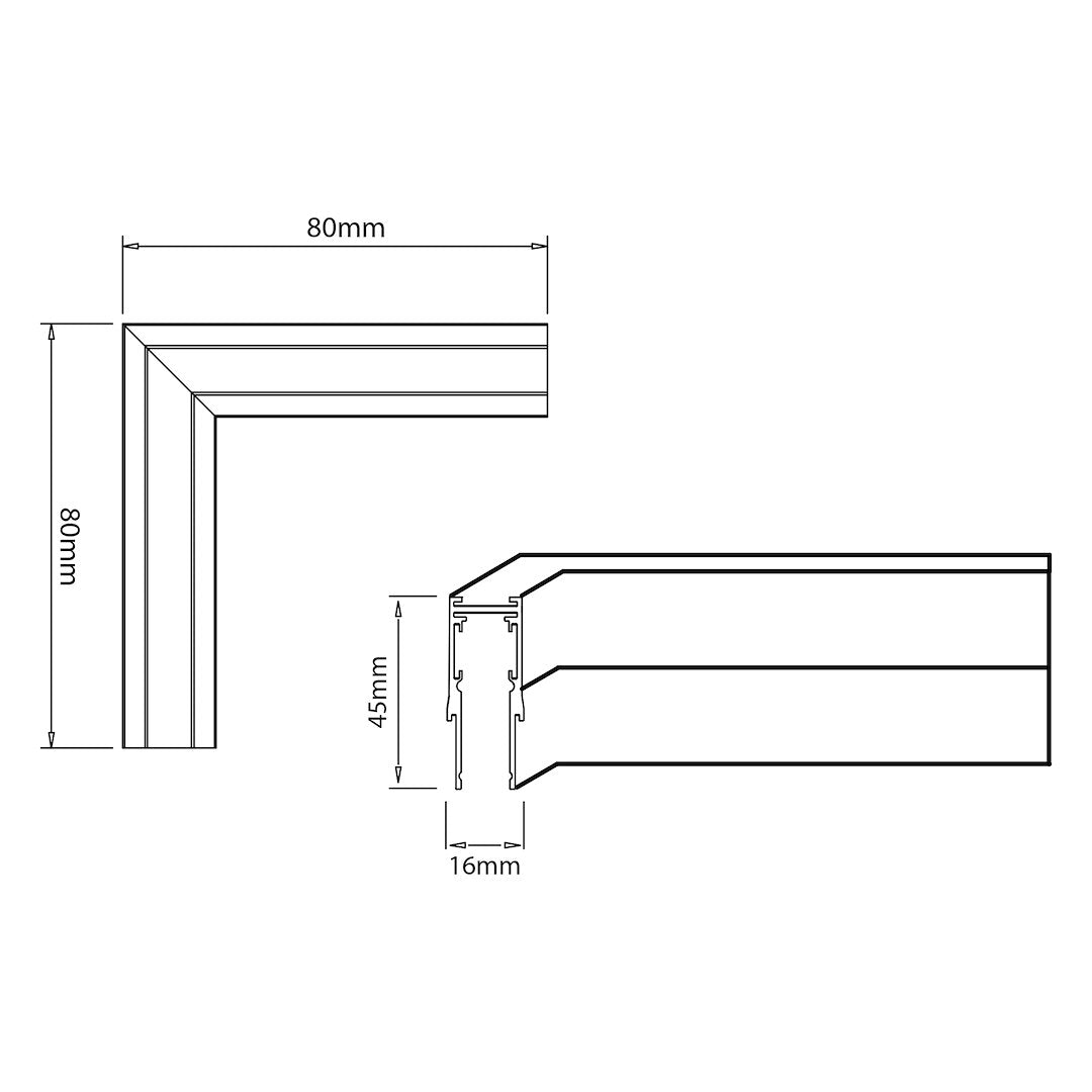Kut za Magnetni sustav MEDIUM 10 mm širine, CRNI