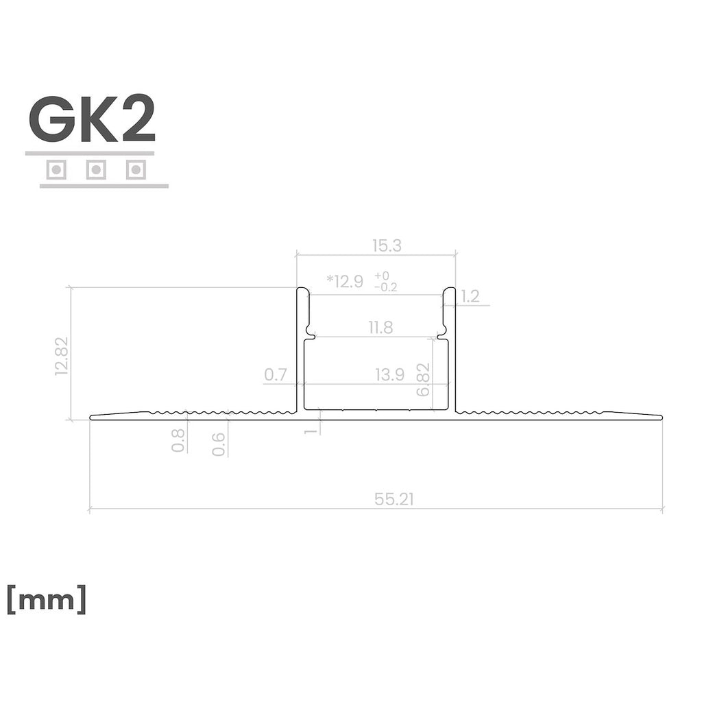 Ugradbeni LED profil GK2 set s opalnim poklopcem 2m