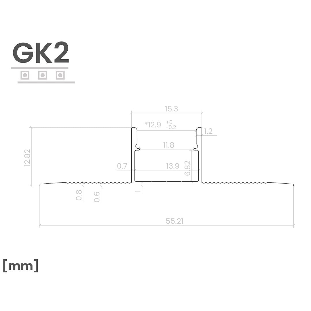 Ugradbeni LED profil GK2 set s opalnim poklopcem 2m