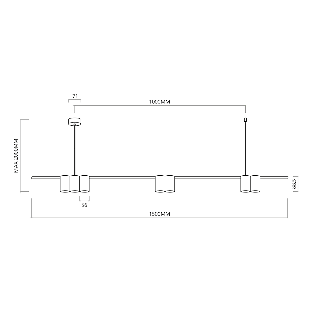 Viseća svjetiljka GENESIS, 7xGU10, 1500 mm, ZLATNA/CRNA