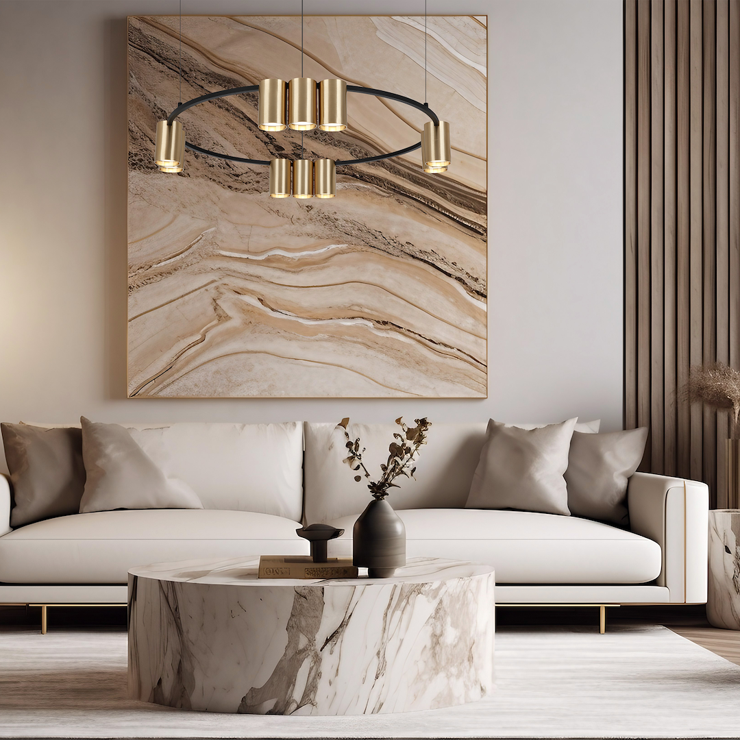 Viseća svjetiljka GENESIS, 10xGU10, Ø600 mm, ZLATNA/CRNA