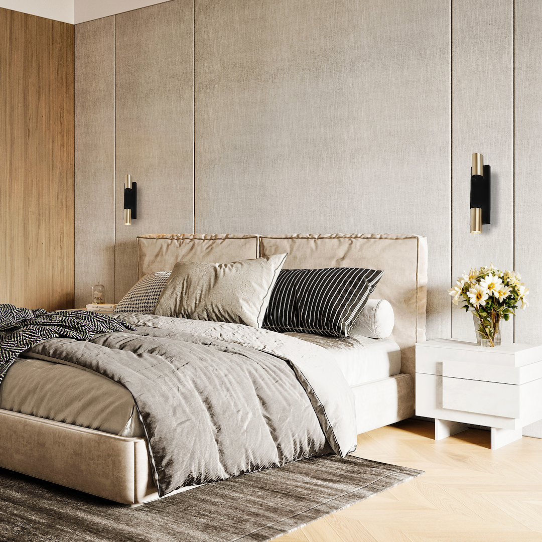 ZIdna svjetiljka GENESIS, 2xGU10, 440x100 mm, CRNA/ZLATNA