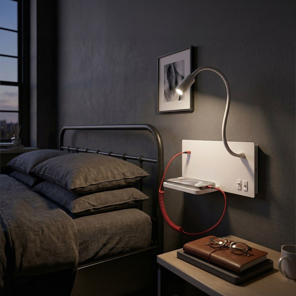 Noćna lampa s policom SHELF Led 4W+5W+2W desna bijela