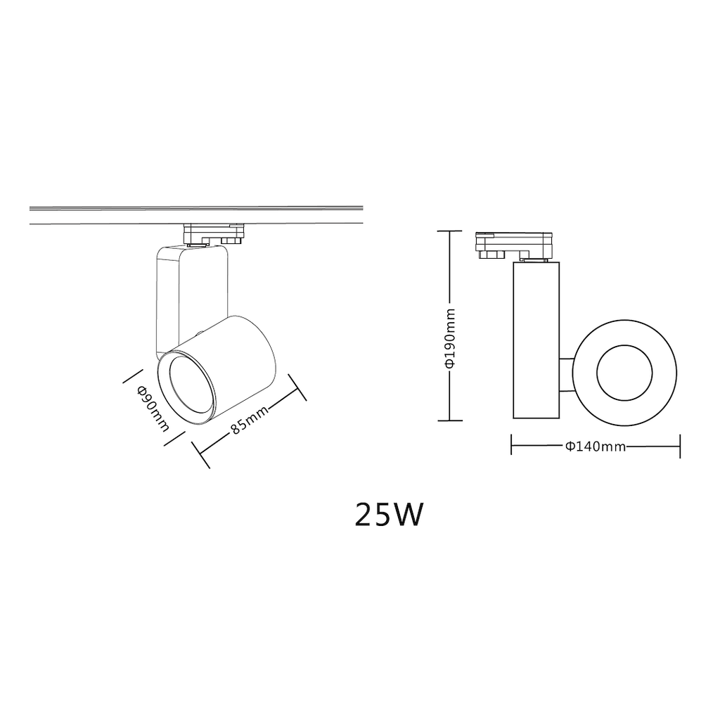 REFLEKTOR ZA TRAČNU RASVJETU Ojo, 3P, LED, 25W, CCT, 85x90, IP20, BIJELI